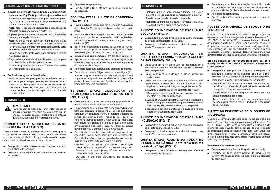 Portugues | AEG PS 305 DG User Manual | Page 37 / 107