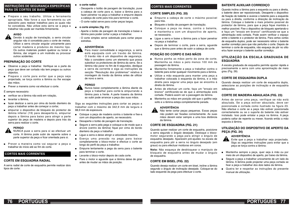 Portugues | AEG PS 305 DG User Manual | Page 39 / 107