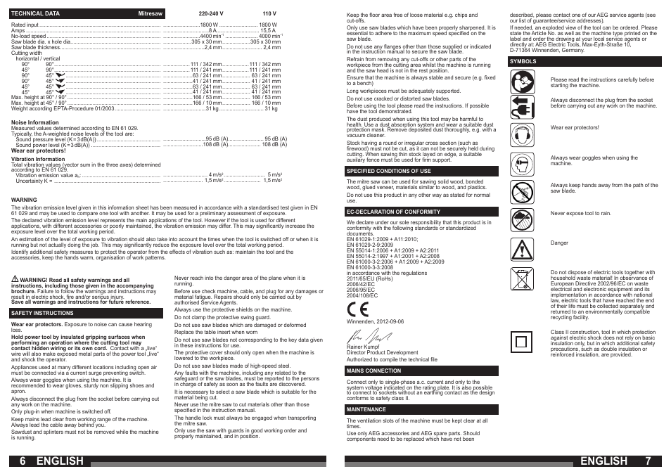 English | AEG PS 305 DG User Manual | Page 4 / 107