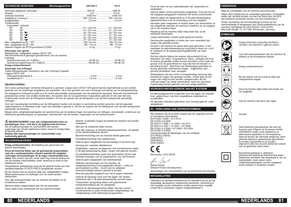 Nederlands | AEG PS 305 DG User Manual | Page 41 / 107