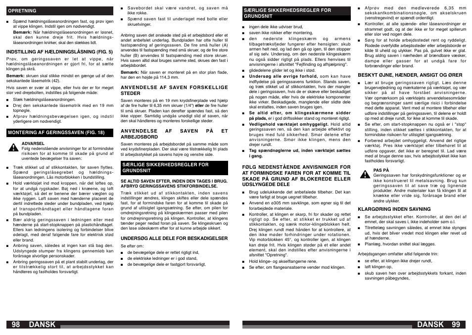 Dansk | AEG PS 305 DG User Manual | Page 50 / 107