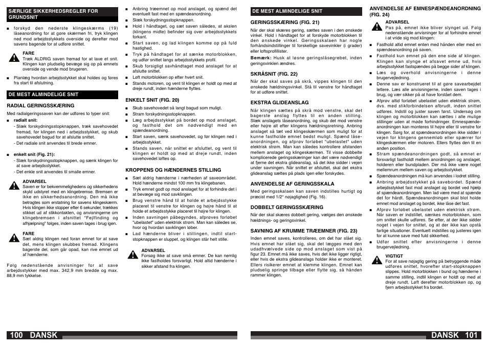 Dansk | AEG PS 305 DG User Manual | Page 51 / 107