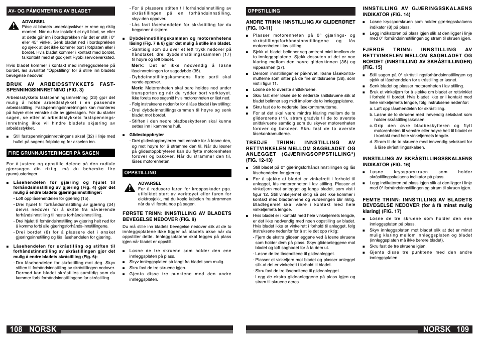Norsk | AEG PS 305 DG User Manual | Page 55 / 107