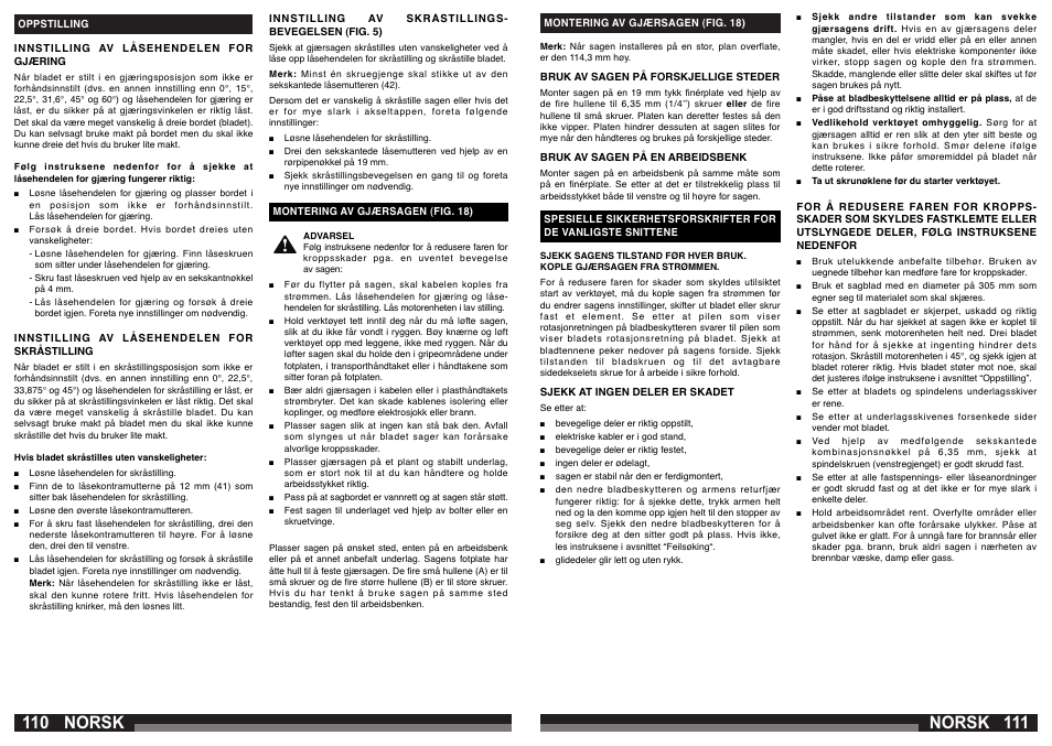 Norsk | AEG PS 305 DG User Manual | Page 56 / 107