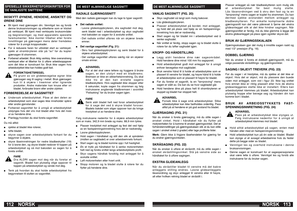 Norsk | AEG PS 305 DG User Manual | Page 57 / 107