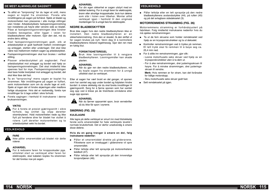 Norsk | AEG PS 305 DG User Manual | Page 58 / 107