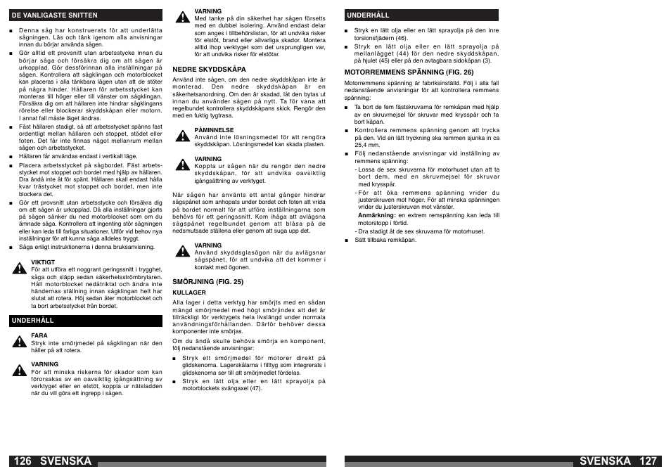 Svenska | AEG PS 305 DG User Manual | Page 64 / 107