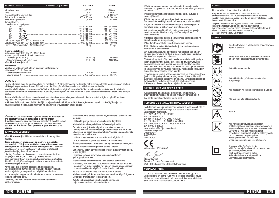 Suomi | AEG PS 305 DG User Manual | Page 65 / 107