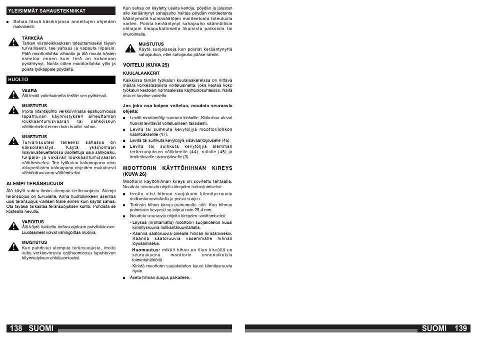 Suomi | AEG PS 305 DG User Manual | Page 70 / 107