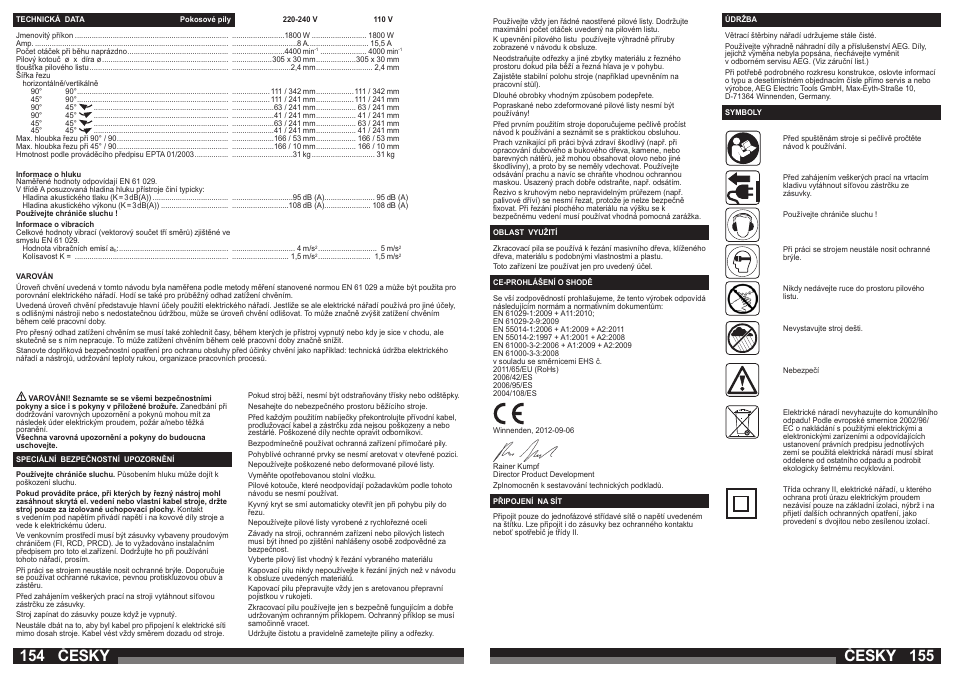 Česky | AEG PS 305 DG User Manual | Page 78 / 107