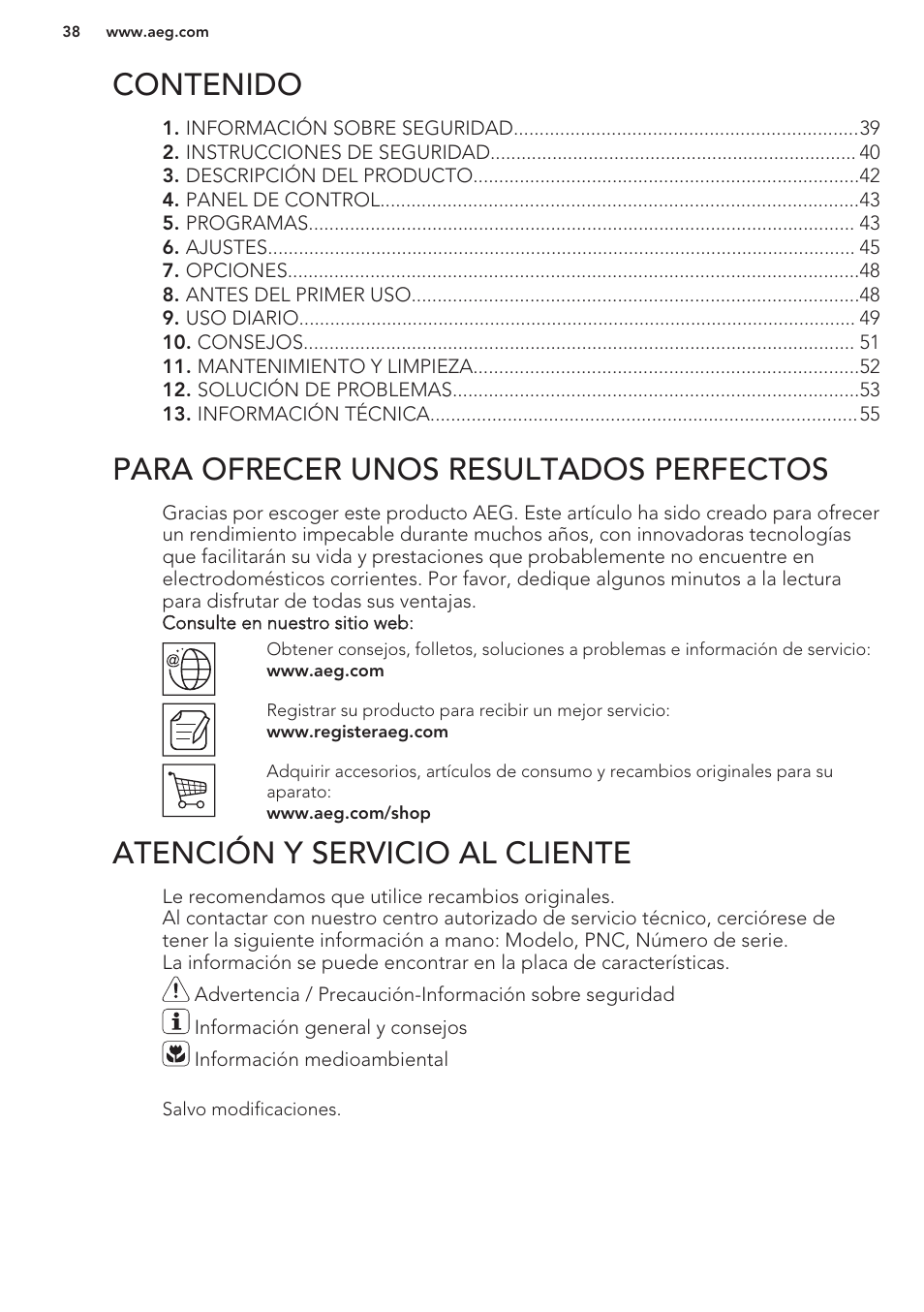 AEG F76520VI0P User Manual | Page 38 / 56