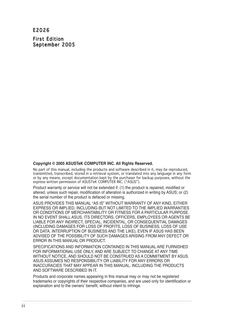 Asus Motherboard P5SD2-X User Manual | Page 2 / 84