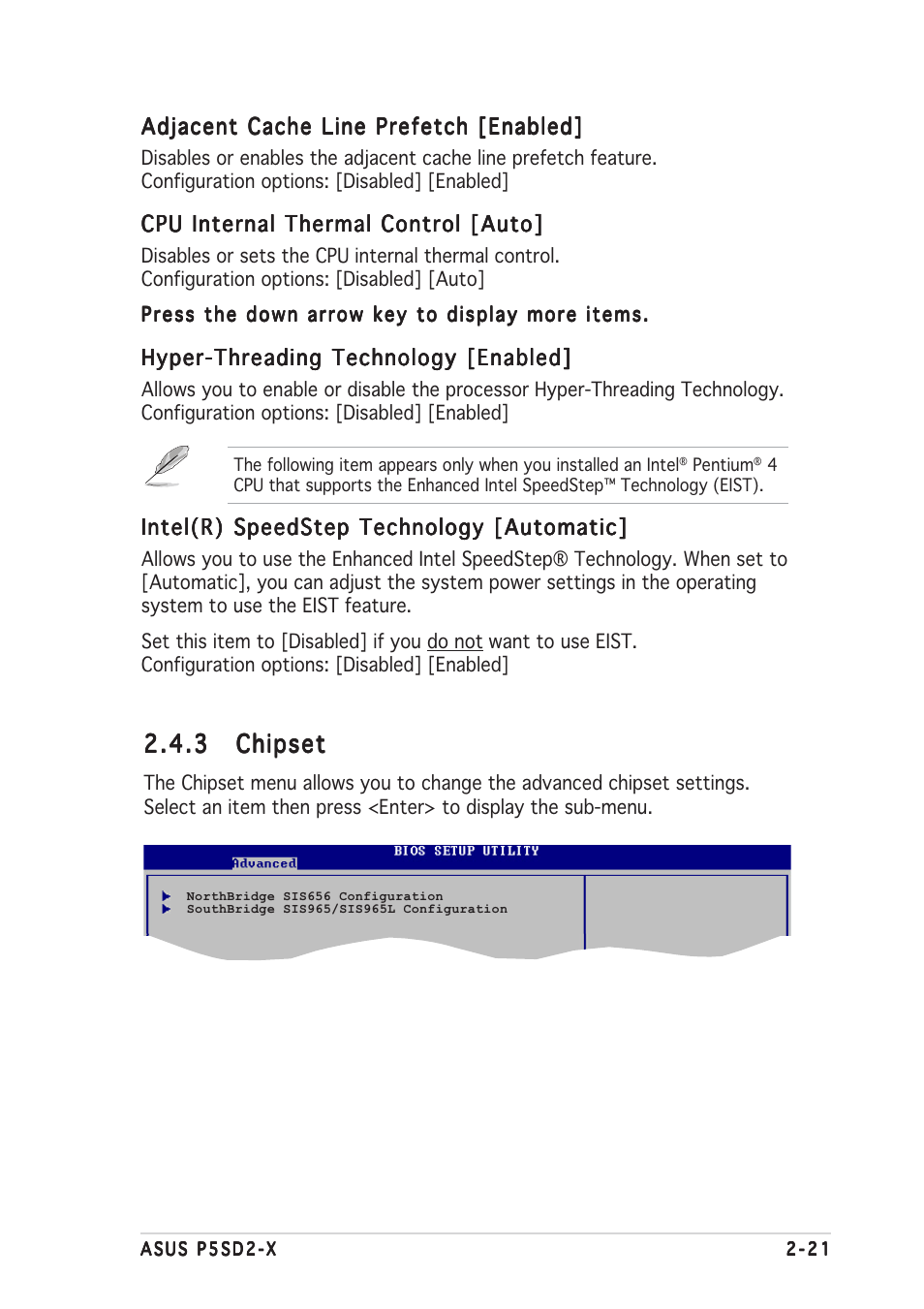 3 chipset chipset chipset chipset chipset | Asus Motherboard P5SD2-X User Manual | Page 63 / 84