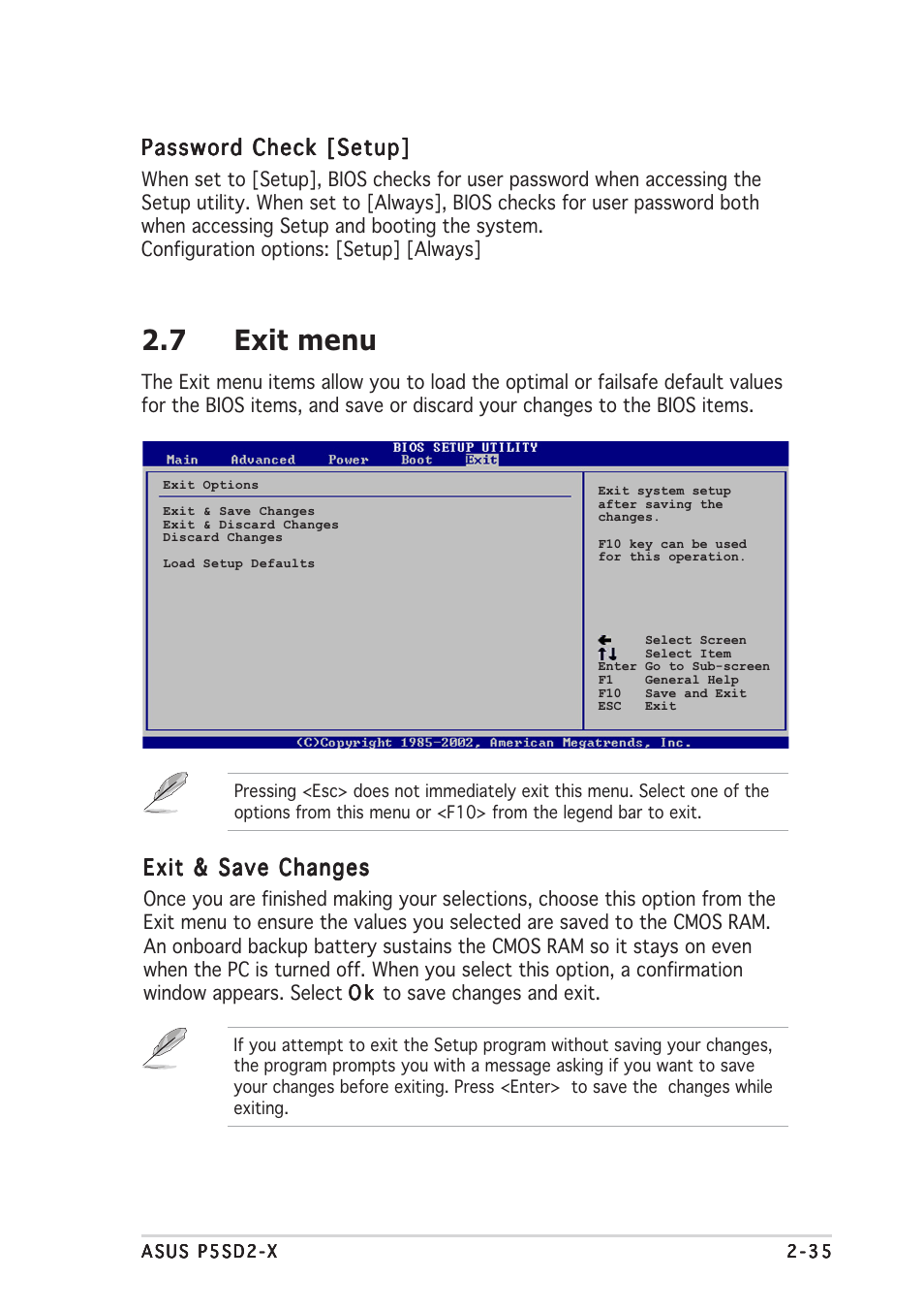 7 exit menu | Asus Motherboard P5SD2-X User Manual | Page 77 / 84