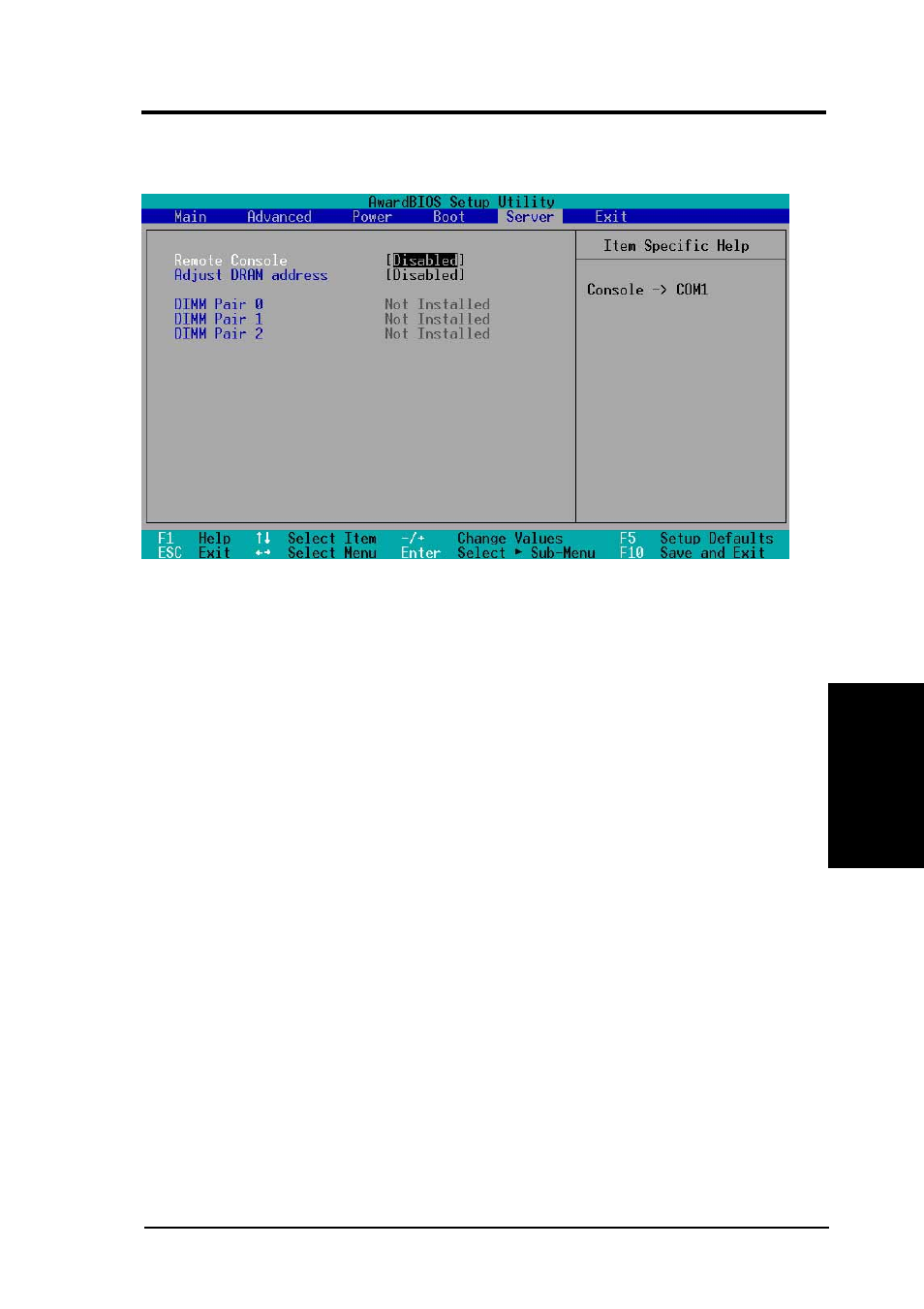 Bios setup, 7 server menu | Asus Dual TualatinTM Motherboard TRL-DLS User Manual | Page 61 / 86