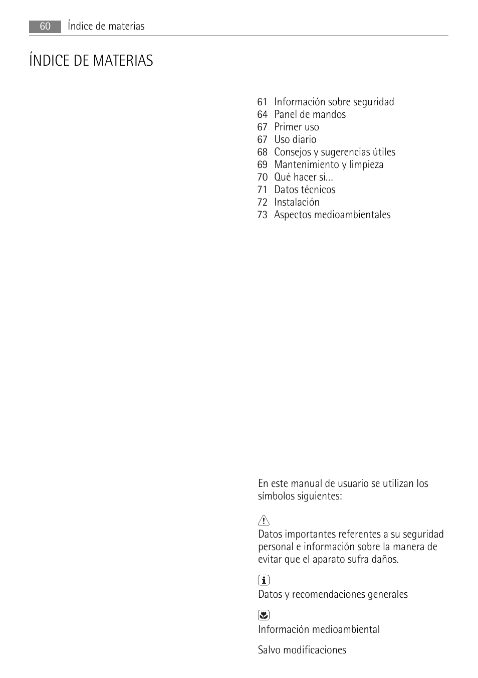 Índice de materias | AEG SWD81800L1 User Manual | Page 60 / 76