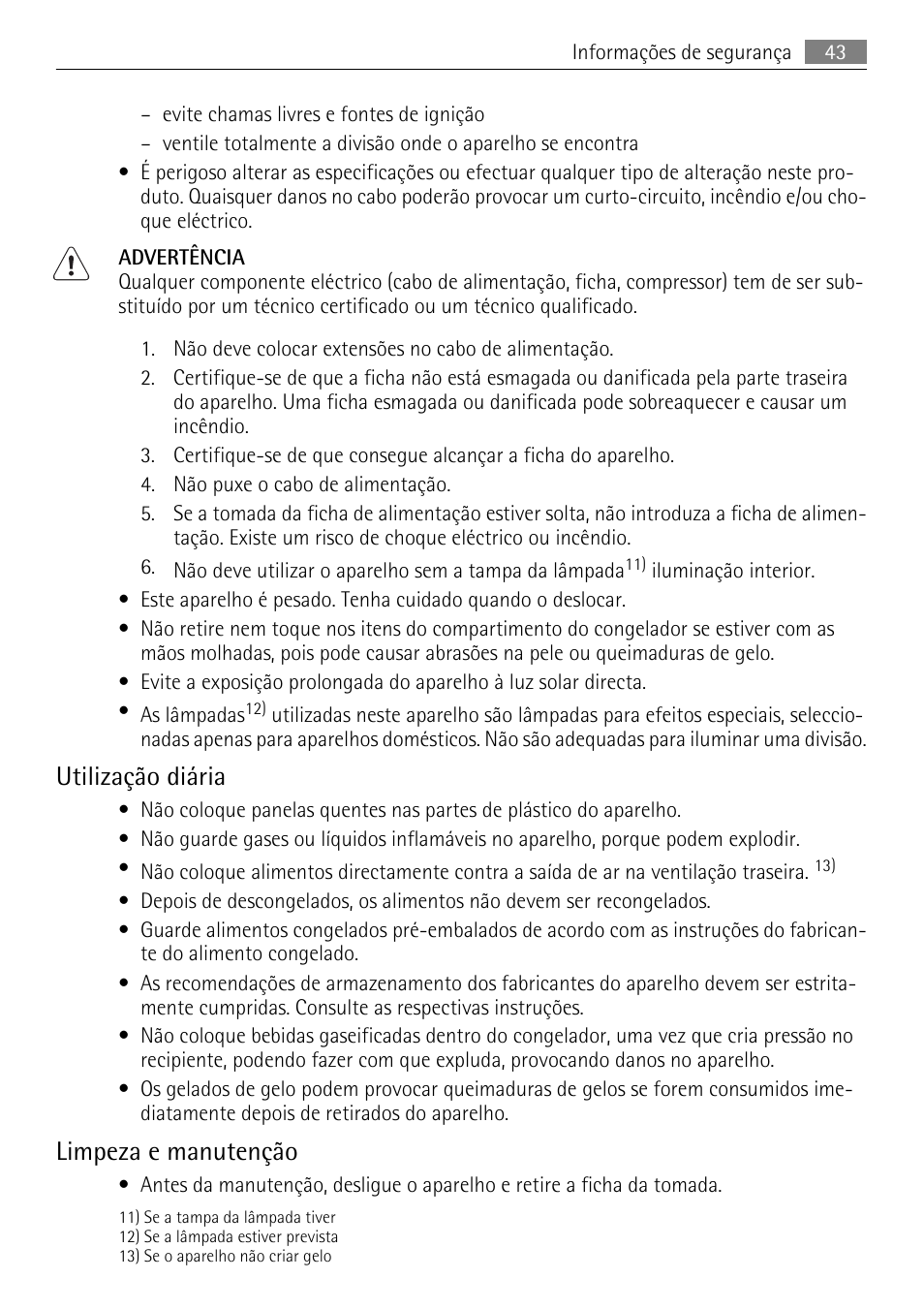 Utilização diária, Limpeza e manutenção | AEG SKS71840S0 User Manual | Page 43 / 80