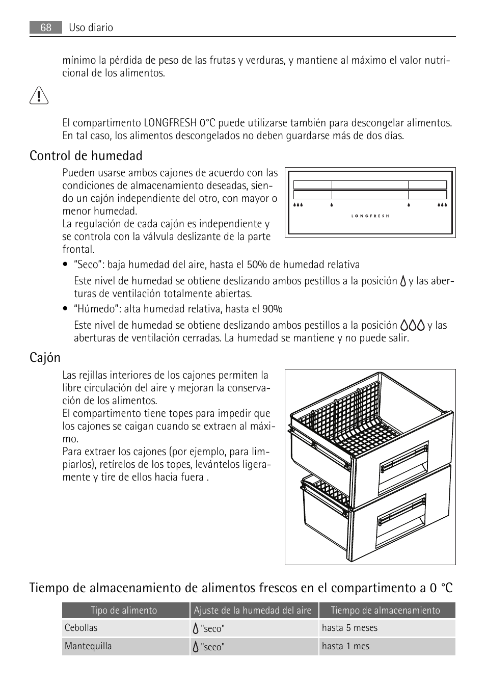 Control de humedad, Cajón | AEG SKS71840S0 User Manual | Page 68 / 80