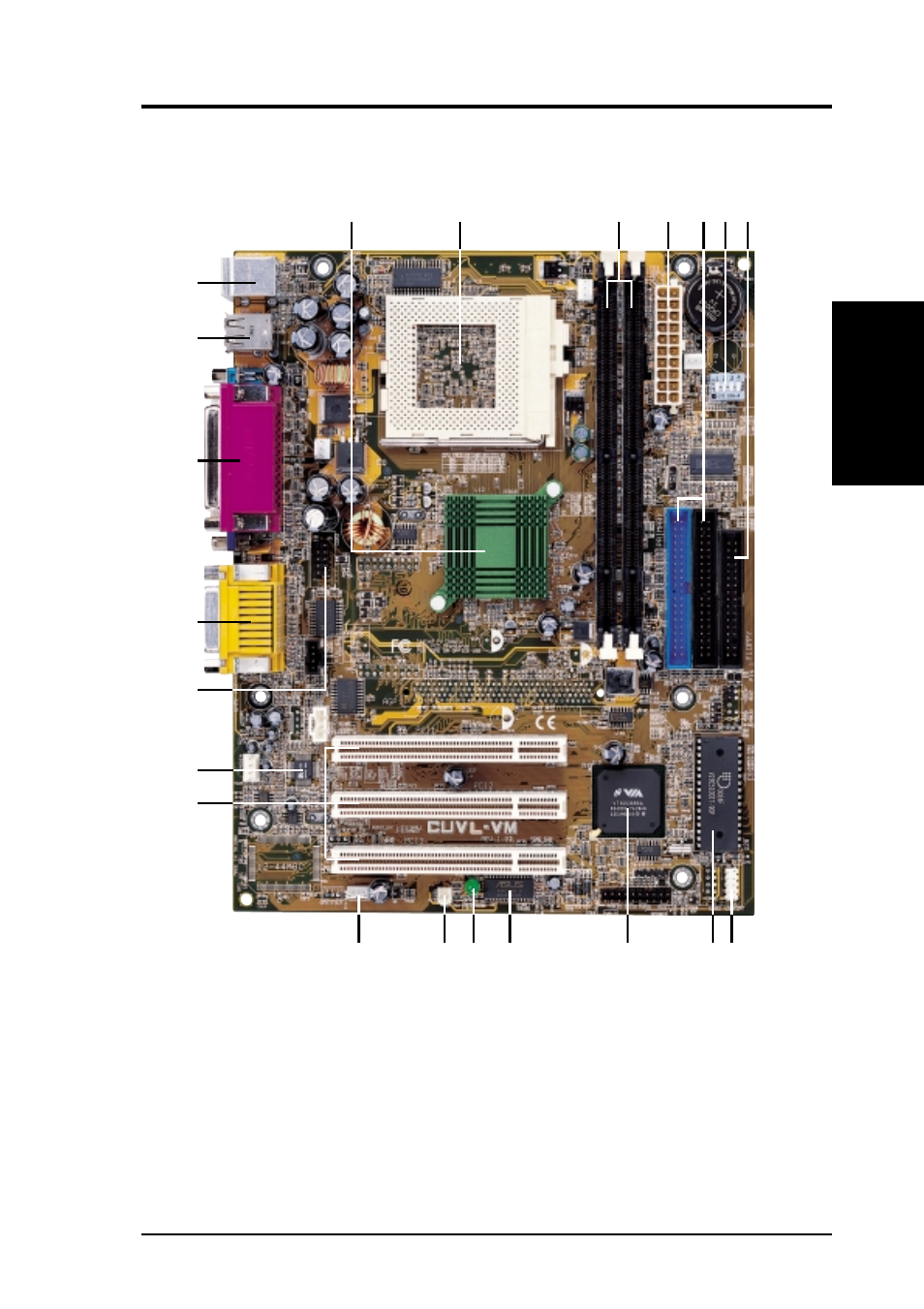 Features, 1 component locations | Asus Apollo PL133 Chipset Socket 370 Motherboard CUVL-VM User Manual | Page 13 / 86