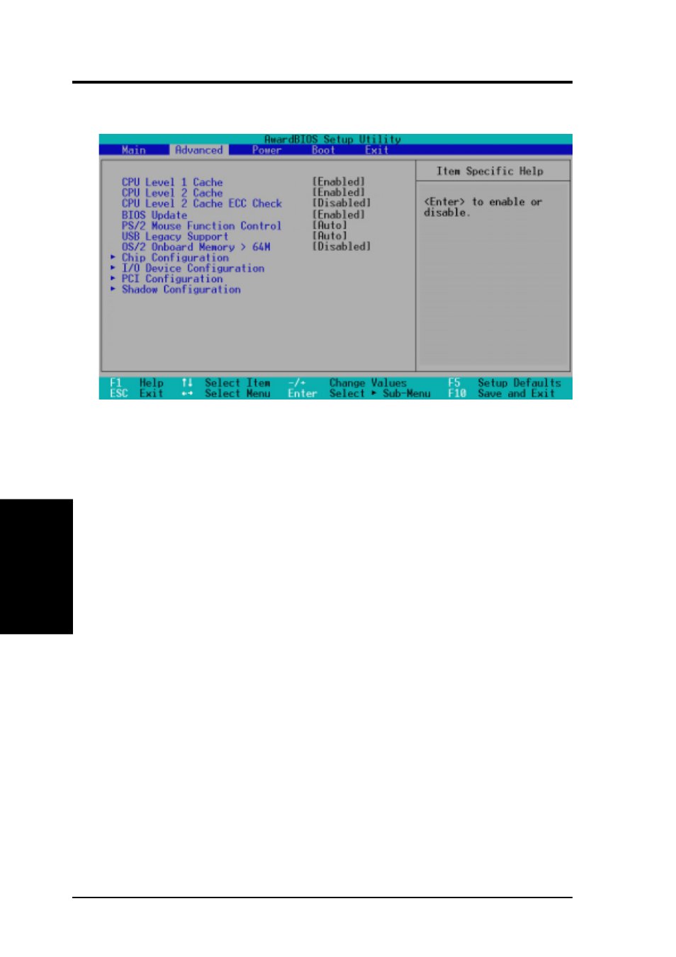 Bios setup, 4 advanced menu | Asus Apollo PL133 Chipset Socket 370 Motherboard CUVL-VM User Manual | Page 50 / 86