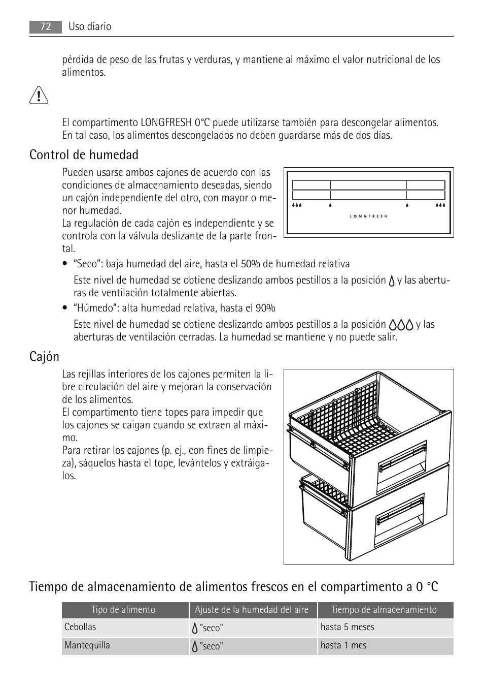 Control de humedad, Cajón | AEG SKS71840S0 User Manual | Page 72 / 84