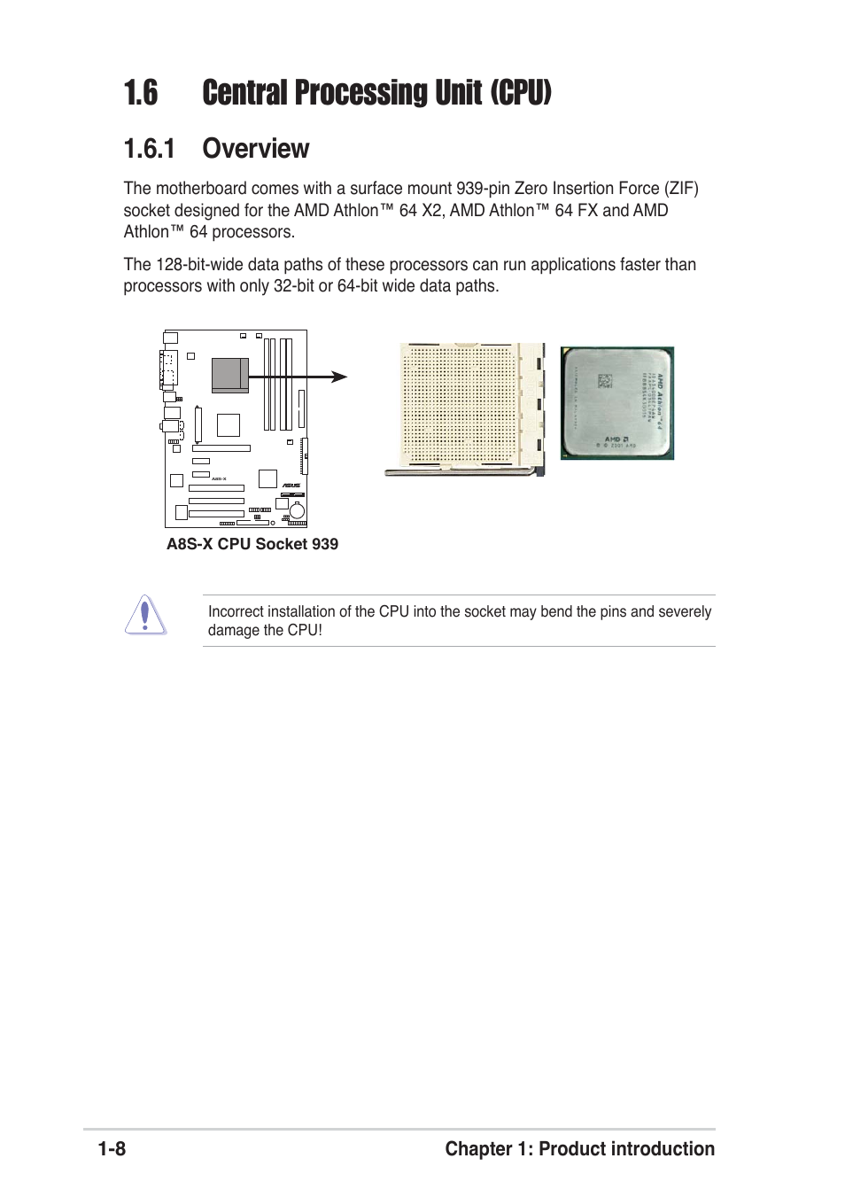 6 central processing unit (cpu), 1 overview | Asus A8S-X User Manual | Page 18 / 68