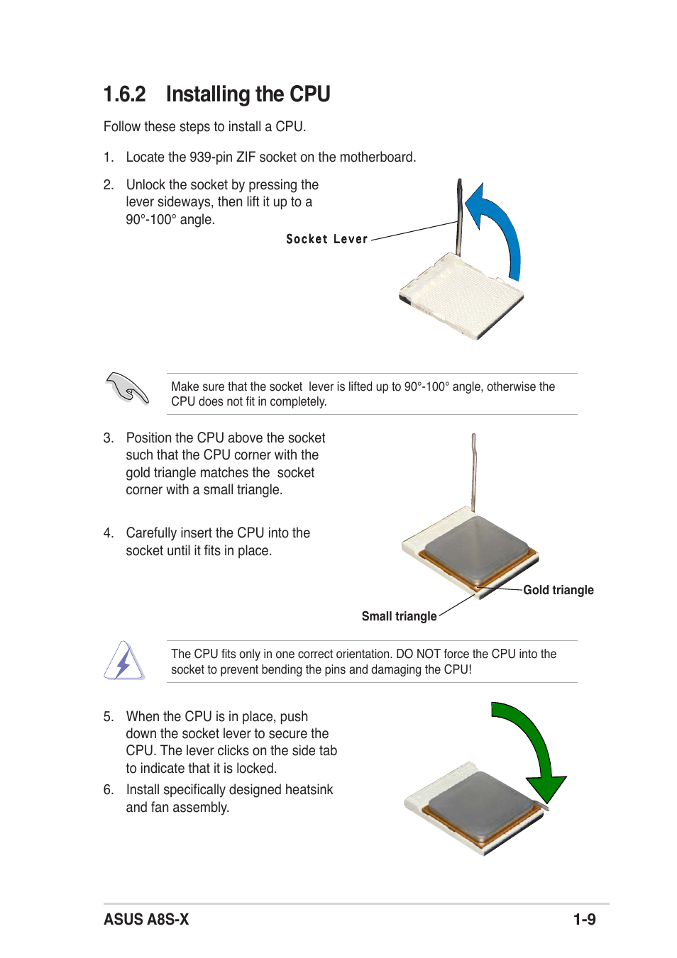 2 installing the cpu | Asus A8S-X User Manual | Page 19 / 68