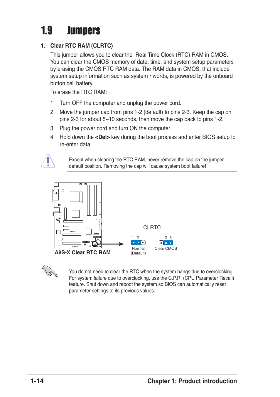 9 jumpers | Asus A8S-X User Manual | Page 24 / 68