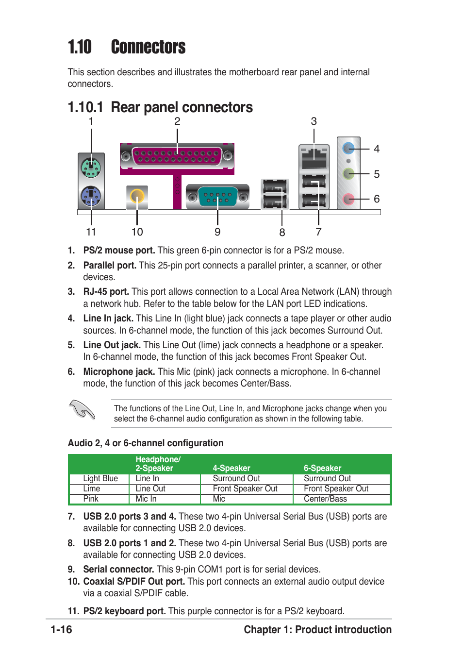 10 connectors, 1 rear panel connectors | Asus A8S-X User Manual | Page 26 / 68