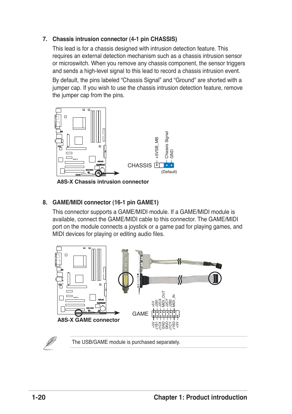 20 chapter 1: product introduction | Asus A8S-X User Manual | Page 30 / 68