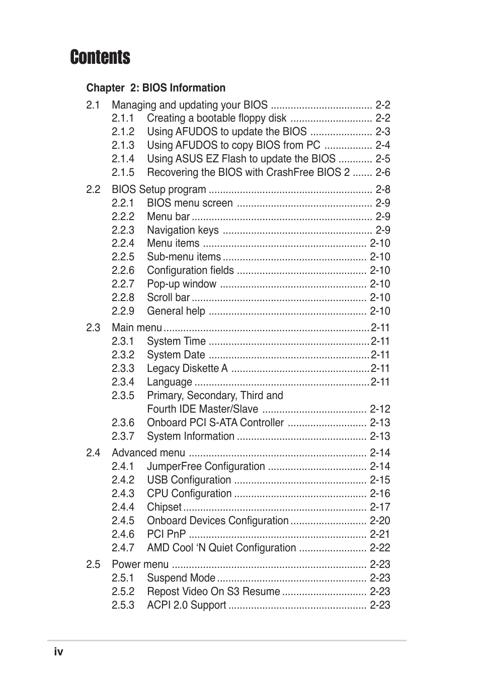 Asus A8S-X User Manual | Page 4 / 68