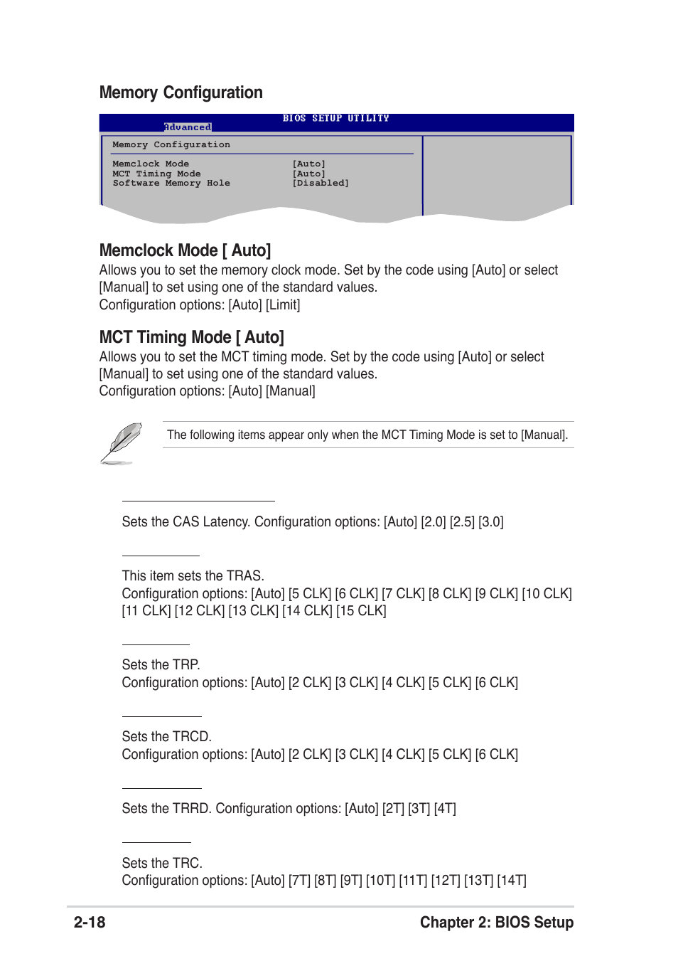 Mct timing mode [ auto | Asus A8S-X User Manual | Page 50 / 68