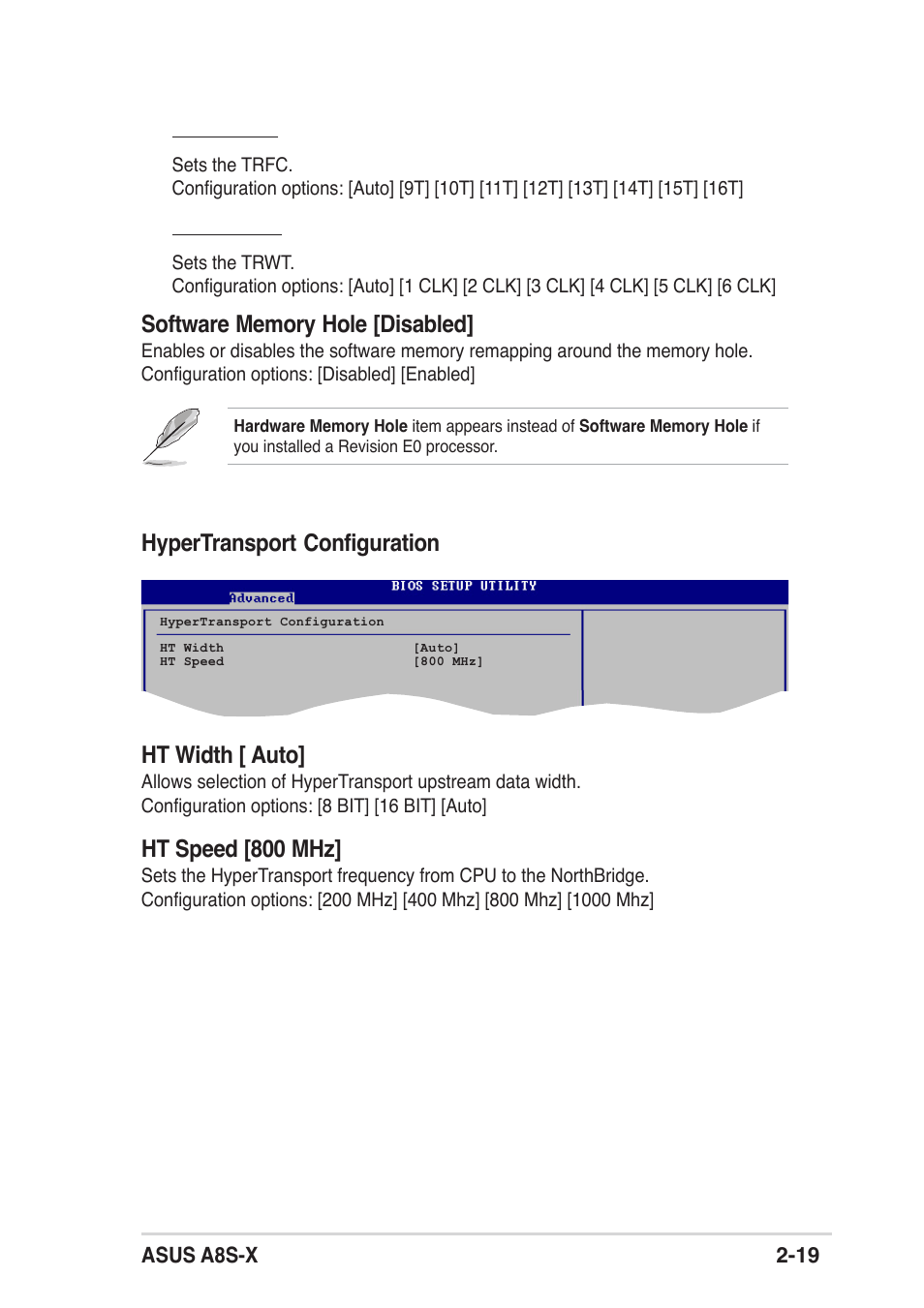 Hypertransport configuration ht width [ auto, Ht speed [800 mhz | Asus A8S-X User Manual | Page 51 / 68