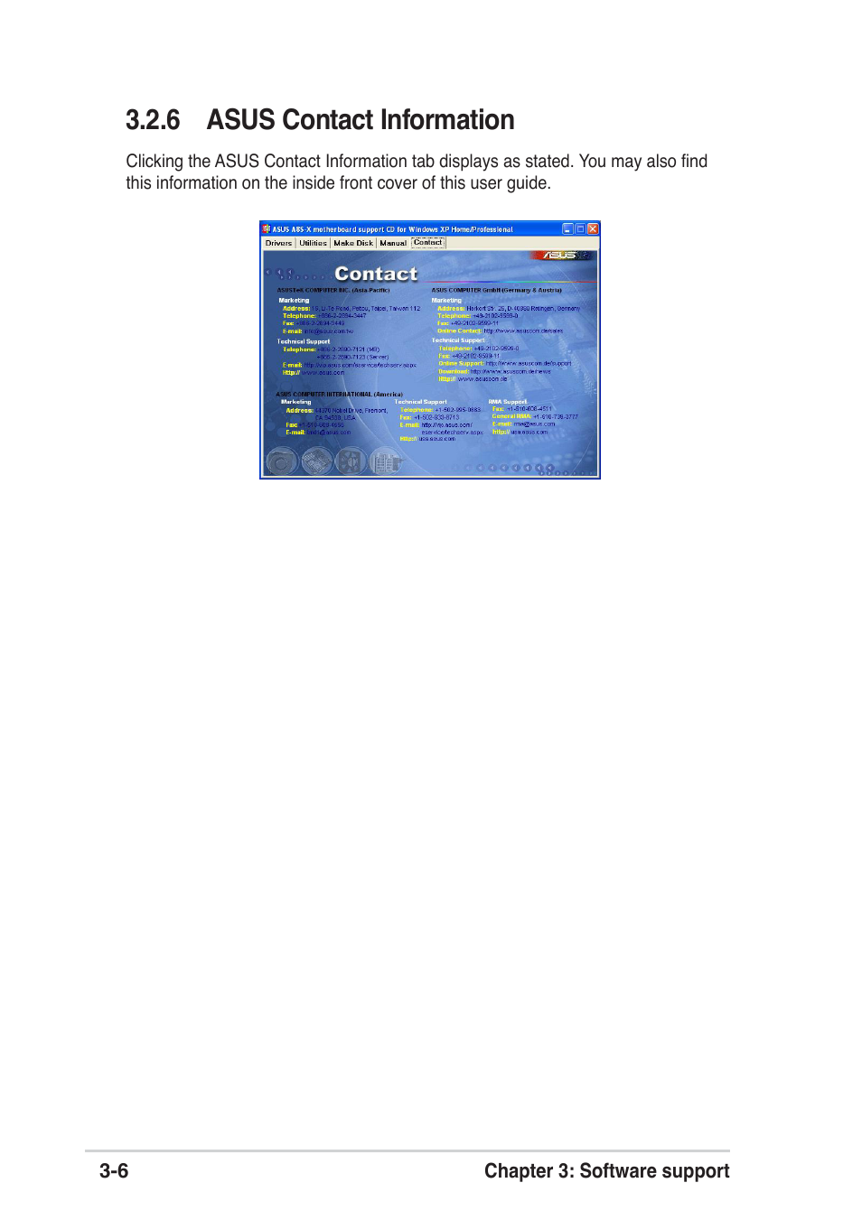 6 asus contact information | Asus A8S-X User Manual | Page 68 / 68