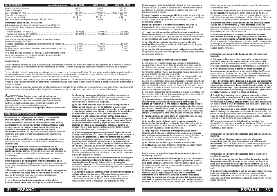 Español | AEG WSC 14-125 MX User Manual | Page 17 / 33