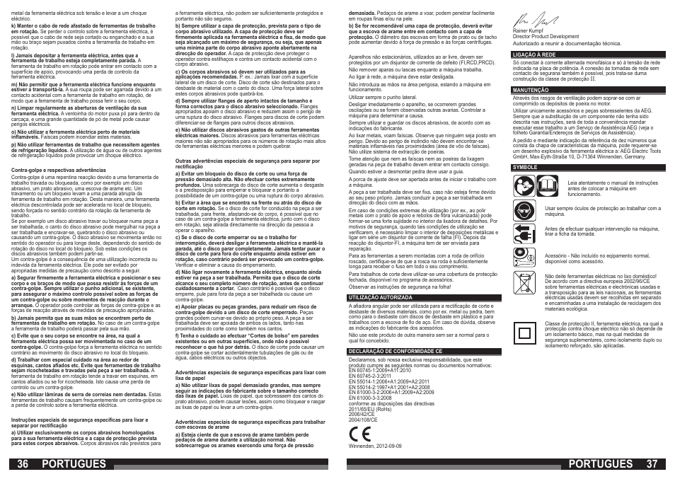 Portugues | AEG WSC 14-125 MX User Manual | Page 19 / 33