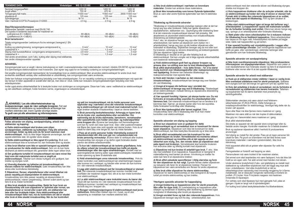 Norsk | AEG WSC 14-125 MX User Manual | Page 23 / 33