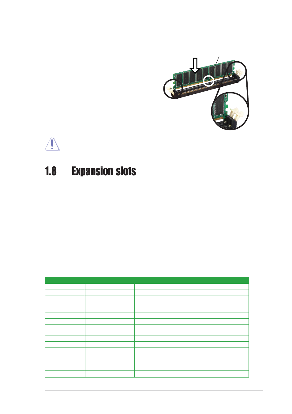 8 expansion slots, 3 installing a dimm, 1 interrupt assignments | Standard interrupt assignments | Asus Motherboard A7V880 User Manual | Page 23 / 76