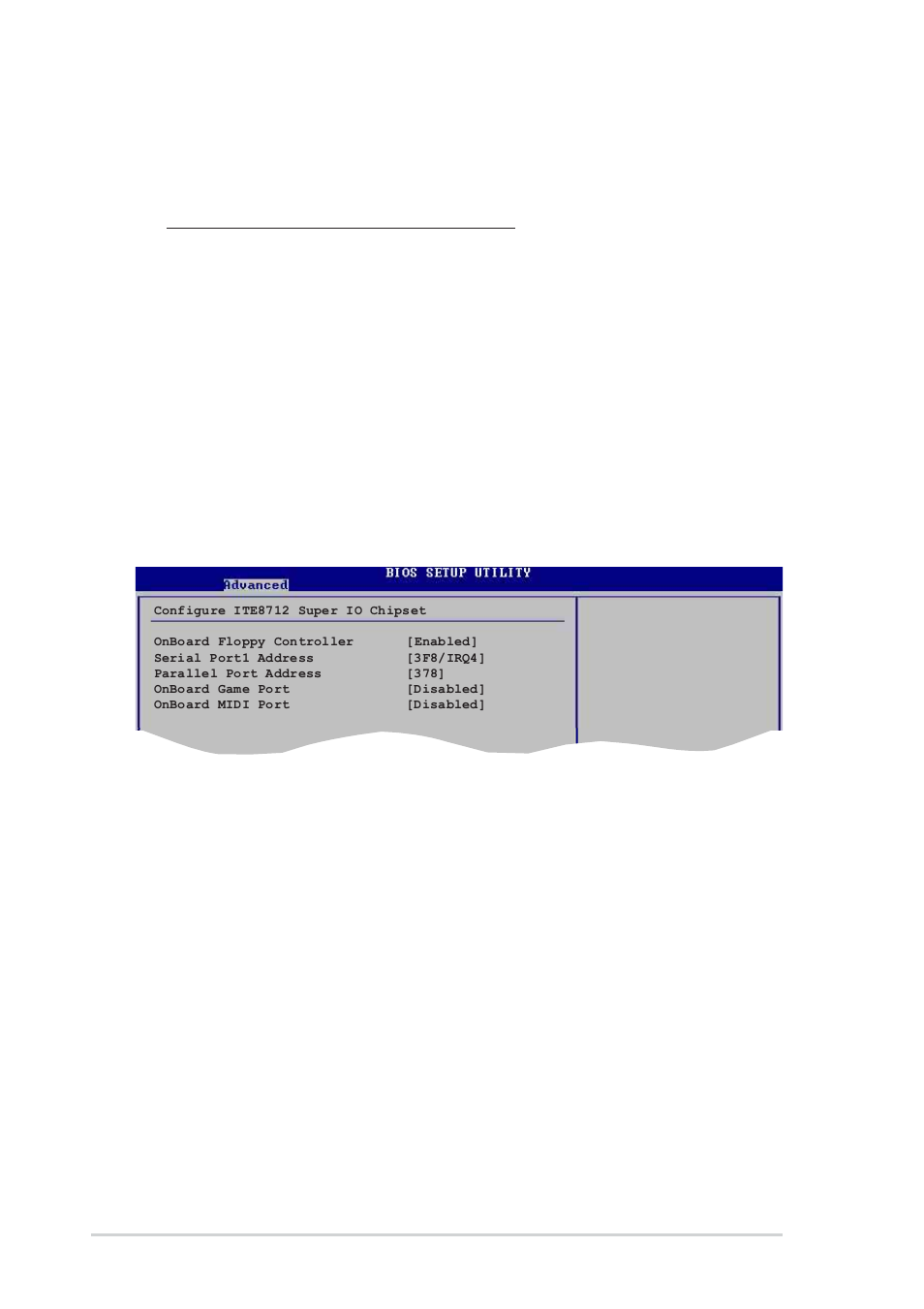 3 onboard devices configuration, Onboard giga lan [enabled, Via sata bootrom [enabled | Onboard ac’97 audio [enabled, Onboard floppy controller [enabled, Serial port1 address [3f8/irq4, Parallel port address [378, Parallel port mode [normal | Asus Motherboard A7V880 User Manual | Page 56 / 76