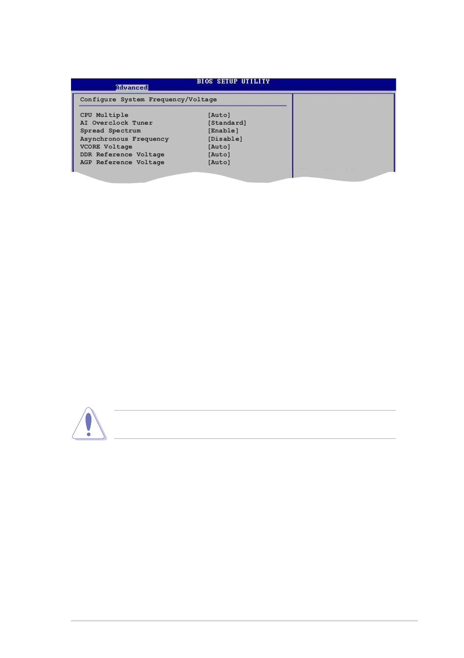 5 jumperfree configuration, Cpu multiple [auto, Ai overclock tuner [standard | Cpu frequency [100, Spread spectrum [enable, Asynchronous frequency [disable, Vcore voltage [auto | Asus Motherboard A7V880 User Manual | Page 59 / 76