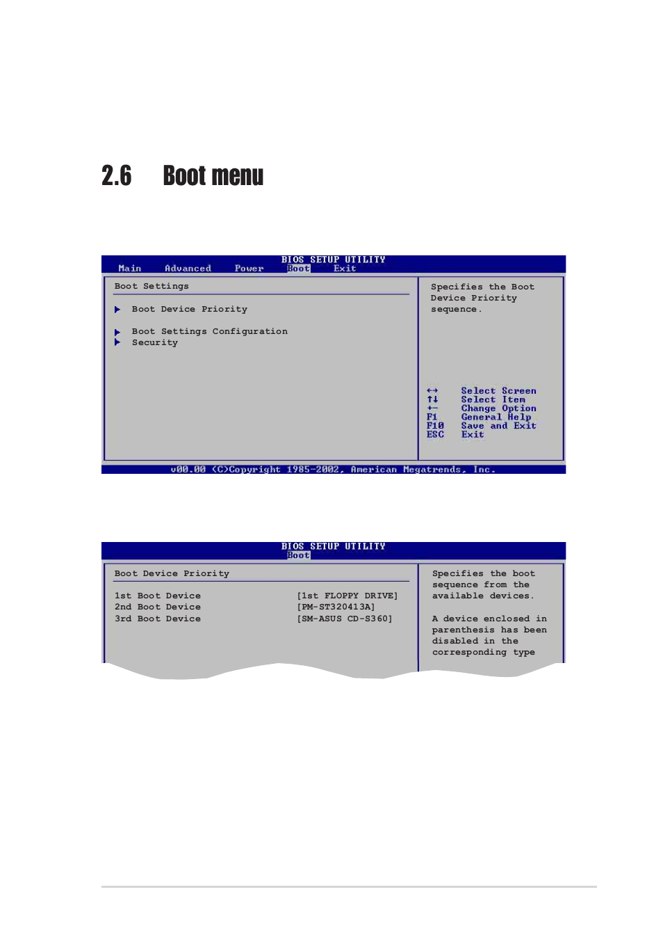 6 boot menu, 1 boot device priority, 1st ~ xxth boot device [1st floppy drive | Fan auto mode full speed temp [55ºc | Asus Motherboard A7V880 User Manual | Page 65 / 76