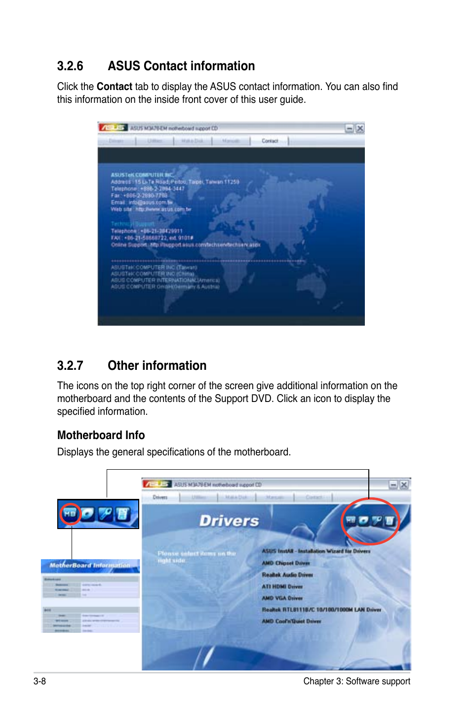 6 asus contact information, 7 other information, Asus contact information -8 | Other information -8, Asus.contact.information, Other.information | Asus M3A78-EM User Manual | Page 100 / 108