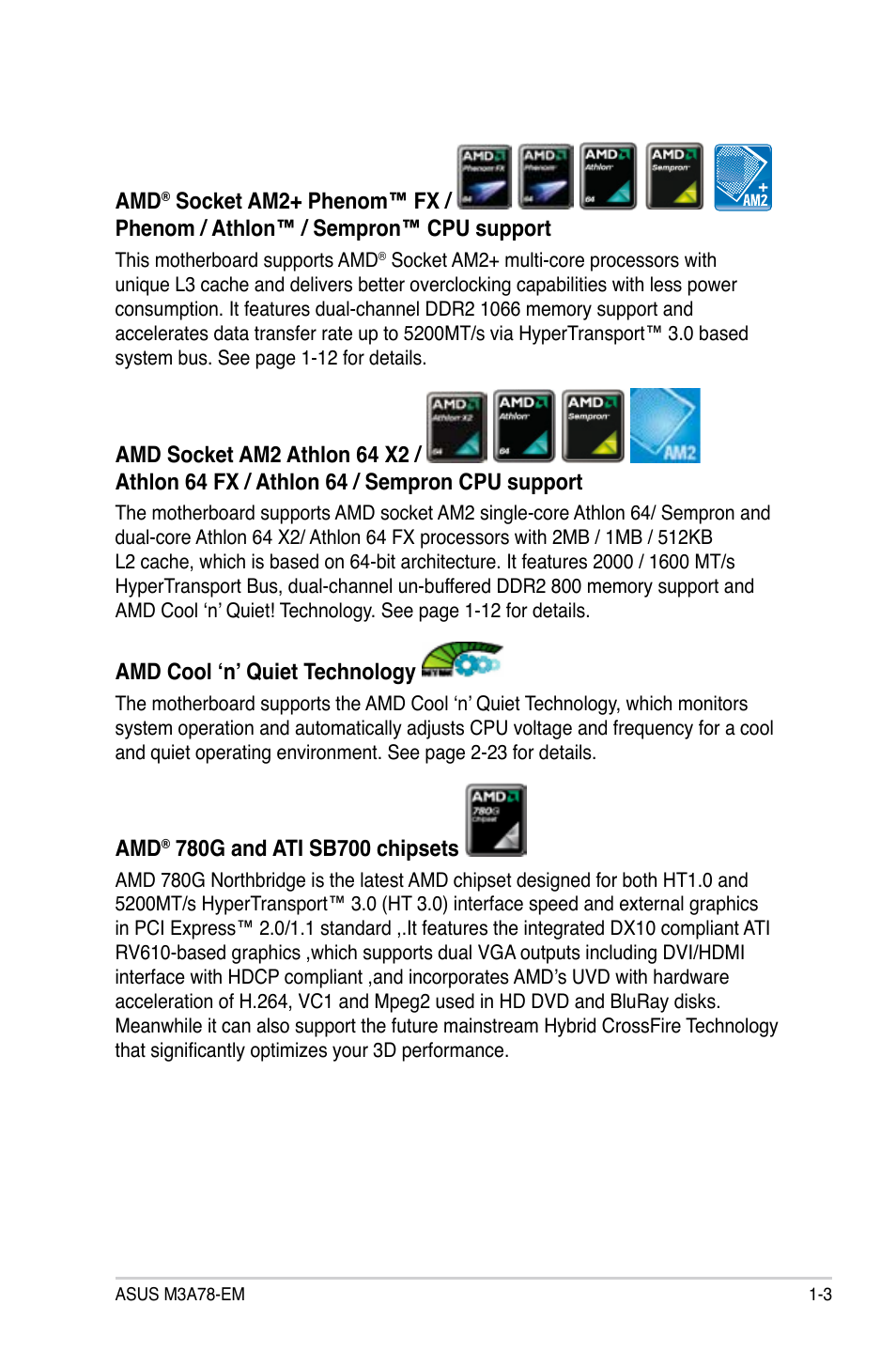 Asus M3A78-EM User Manual | Page 15 / 108