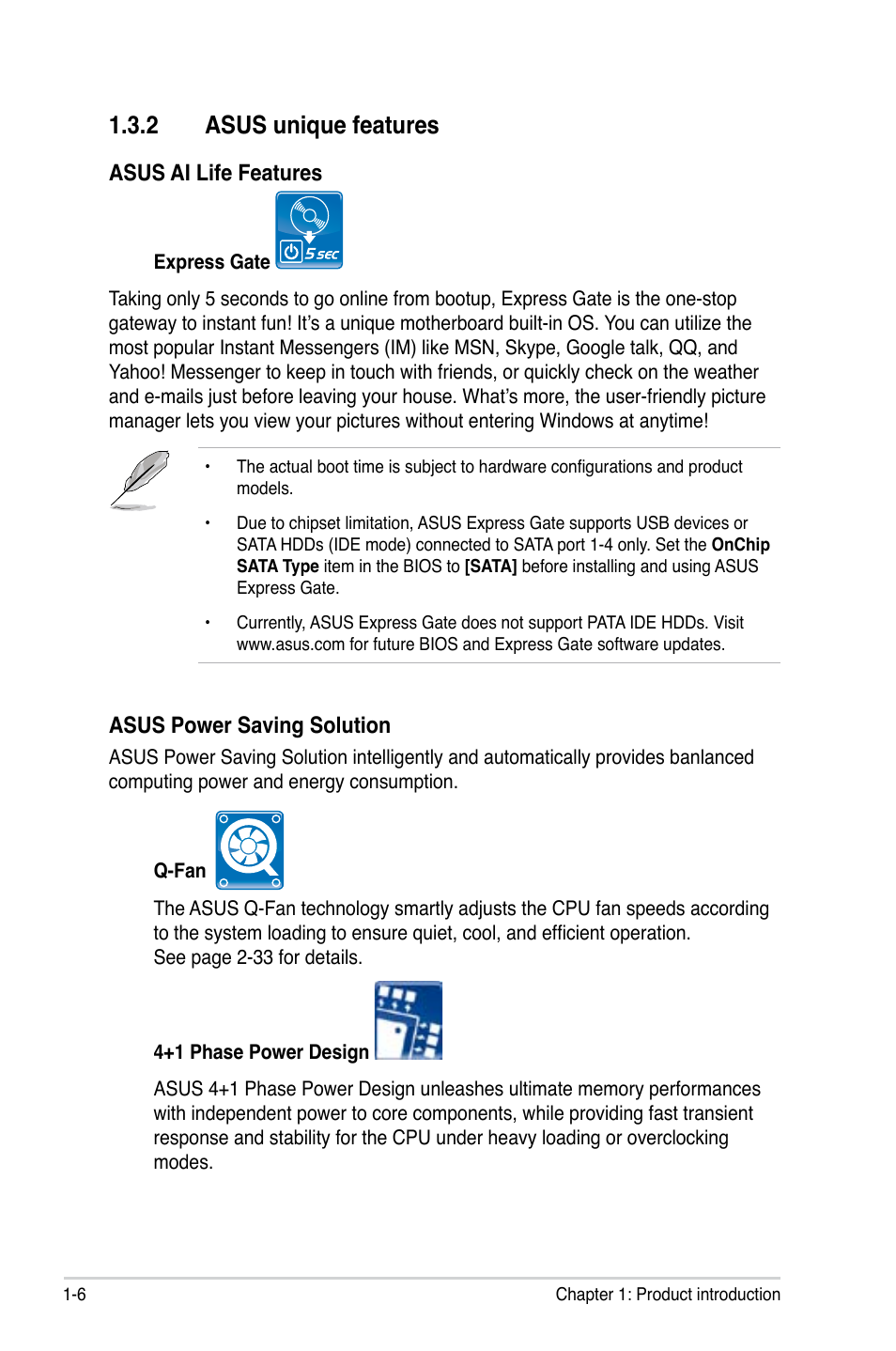 2 asus unique features, Asus unique features -6, Asus.unique.features | Asus M3A78-EM User Manual | Page 18 / 108