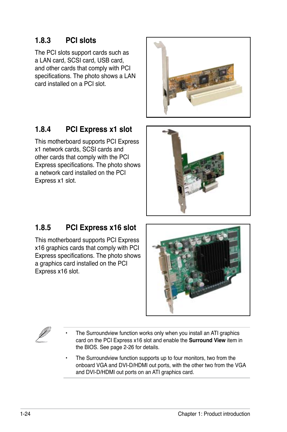 3 pci slots, 4 pci express x1 slot, 5 pci express x16 slot | Pci slots -24, Pci express x1 slot -24, Pci express x16 slot -24, Pci.slots, Pci.express.x1.slot, Pci.express.x16.slot | Asus M3A78-EM User Manual | Page 36 / 108