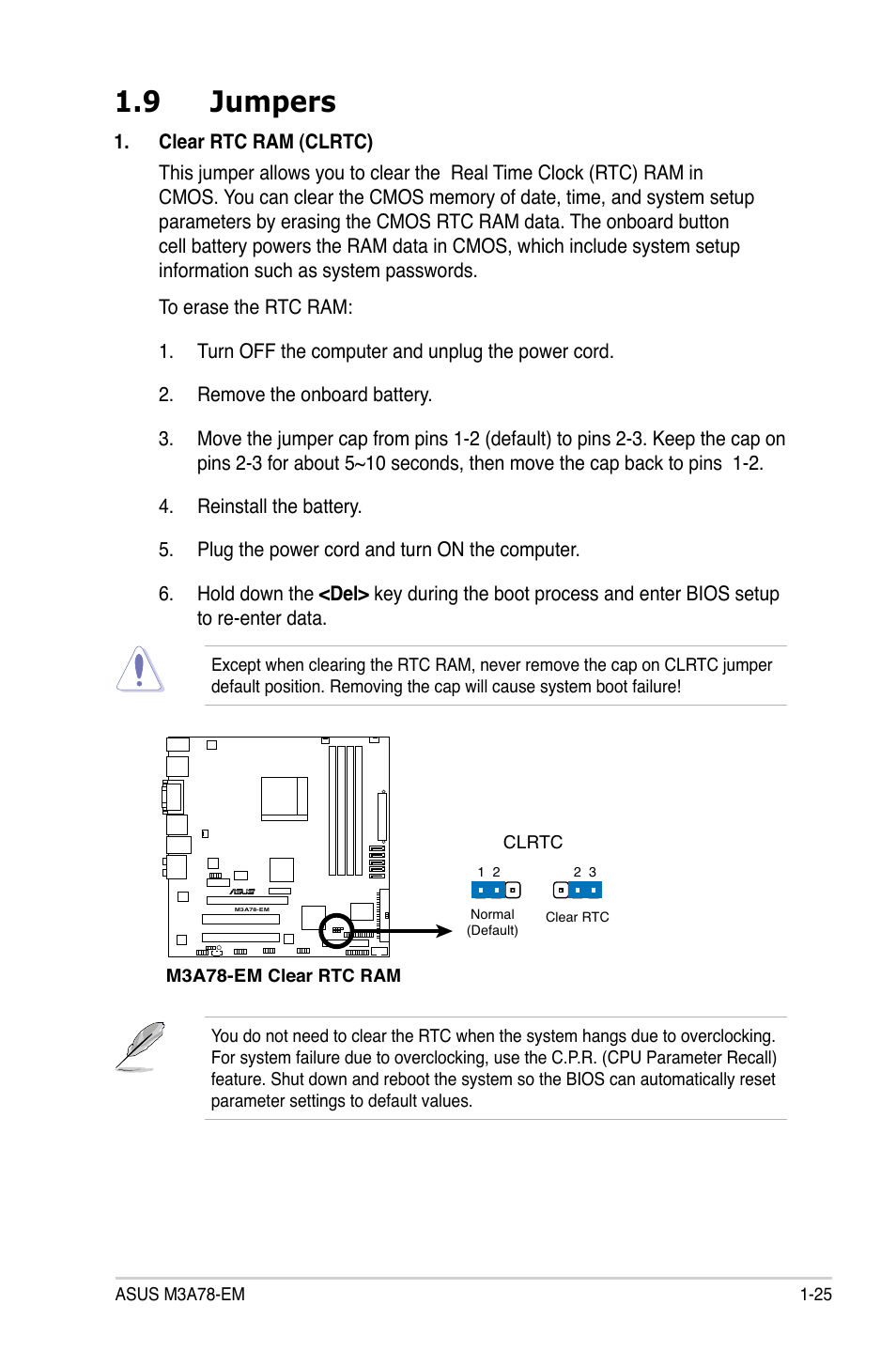 9 jumpers, Jumpers -25 | Asus M3A78-EM User Manual | Page 37 / 108