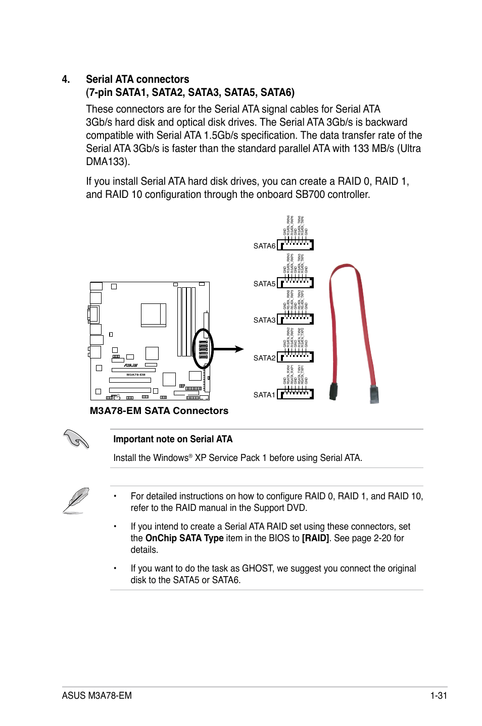 Sata5, Sata6, Sata2 | Sata3, Sata1 | Asus M3A78-EM User Manual | Page 43 / 108