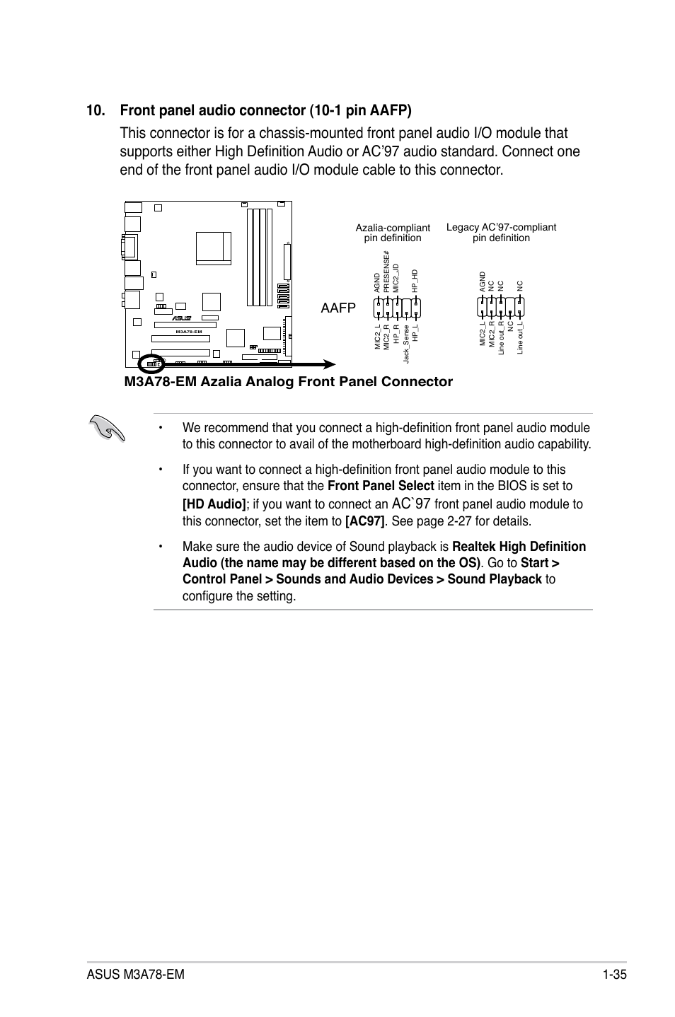 Ac`97, Aafp | Asus M3A78-EM User Manual | Page 47 / 108