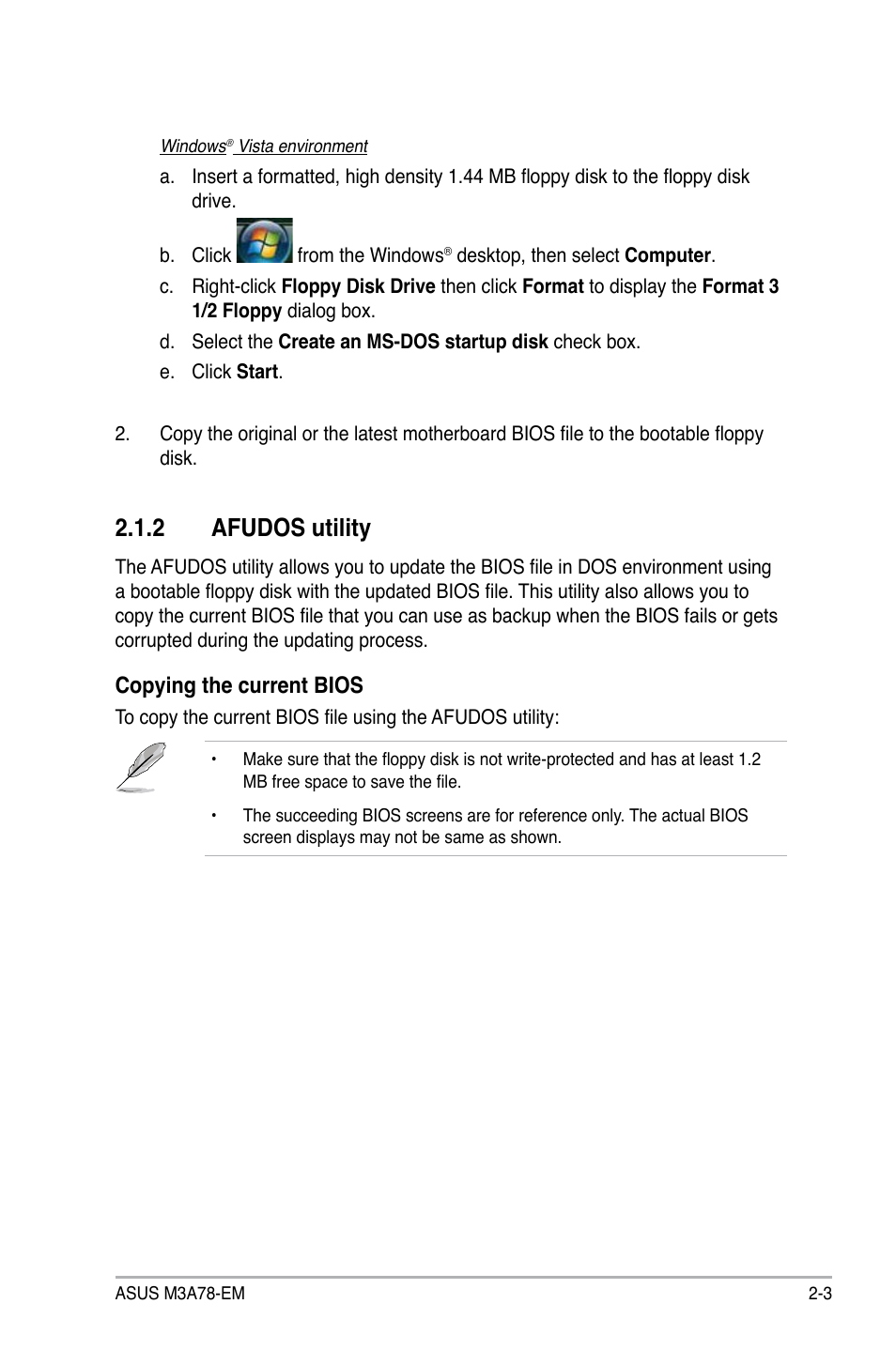 2 afudos utility, Afudos utility -3, Afudos.utility | Copying.the.current.bios | Asus M3A78-EM User Manual | Page 55 / 108