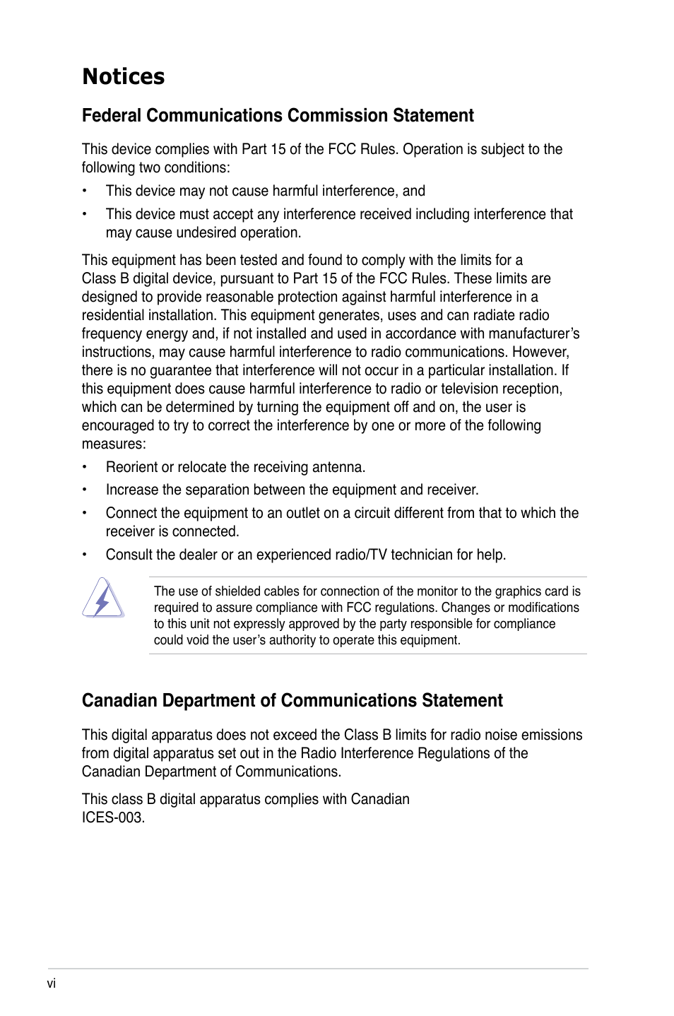 Notices | Asus M3A78-EM User Manual | Page 6 / 108